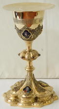 Solid silver gilt antique French Gothic Chalice.